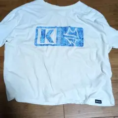 KISS MARK 青色グラフィック Tシャツ Lサイズ