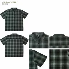 L新品ブラックグレーYAGOヤゴオンブレーチェック半袖シャツ黒