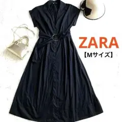 美品❣️ ZARA ザラ ロングシャツワンピース コットン ベルト付き 【M】
