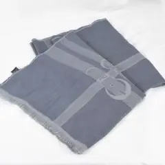 高級 Dior ディオール 大判 ストール マフラー ベルト柄 総柄 グレー