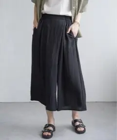 新品新作　ikkaイッカ冷感スラブタックスカーチョ　ワイドパンツ　イージーパンツ