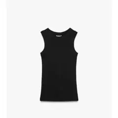 今期ZARA/リブノースリーブTシャツ/BLK/S/新品未使用