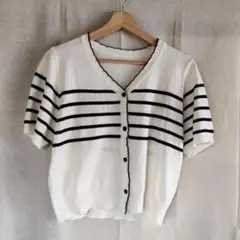 GRL ストライプ 半袖カーディガン