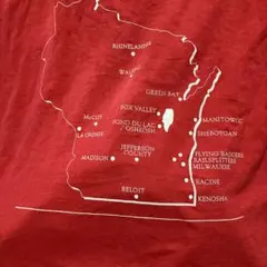 フルーツ　旧タグ　ウィスコンシン州地図 Tシャツ レッド　ビンテージ