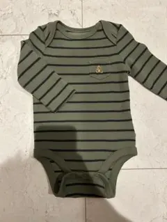 GAP オリーブグリーン ストライプロンパース
