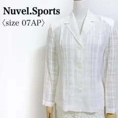 Nuvel◎白 チェック織りテーラードジャケット 透け感 M相当 上品 清楚系