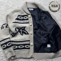 美品/激レア✨VAN JACKET カウチンニットジャケット　ロゴボタン　L