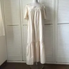 訳あり　スクエアネック　フレア　ロングワンピース
