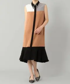 カラーブロックシャツドレス