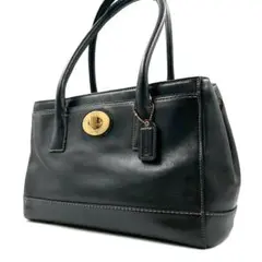 COACH 090 コーチ トートバッグ 肩掛け ターンロック レザー ブラック