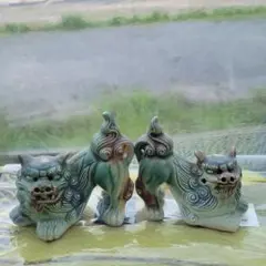 獅子シーサー魔除け獅子縁起物 置物 インテリア 昭和レトロ 陶器風 獅子の置物
