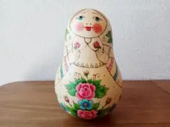 【LYH319】北欧ロシア雑貨 起き上がりこぼし(大) リューバ作　白木風
