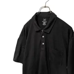 無地　胸ポケット　GEORGE 半袖ポロシャツ　ブラック 黒 2XL