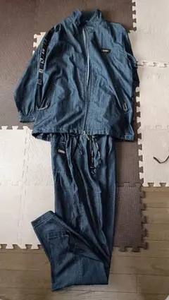 美品90s特大サイズ PARTO SPORT 半袖ストライプセットアップ上下 黒 美品90s特大サイズ PARTO SPORT 半袖ストライプセットアップ上下