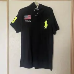 POLO Ralph Laurenポロシャツ 半袖 黒 アメリカ国旗