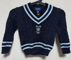ポロラルフローレン　キッズカレッジロゴケーブル編みセーター サイズ4 新品 本物
