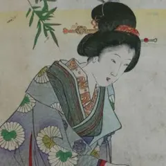 浮世絵 楊洲周延『見立松竹梅之内 男舞之梅』（三枚続） 木版画