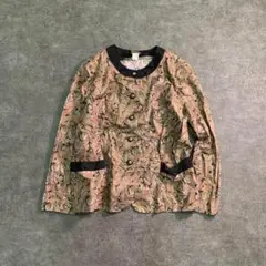 6TLA1USA製　ペイズリー柄　ノーカラージャケット　古着used