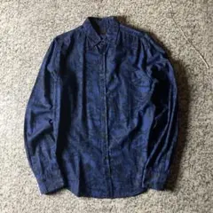 ZARA MAN デジカモ　迷彩パターン　長袖シャツ　ネイビー　Mサイズ 古着