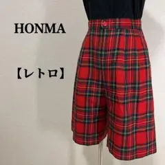 ☆レトロ☆【ホンマゴルフ】チェック柄ハーフパンツ ウール100% 裾ロゴ 9