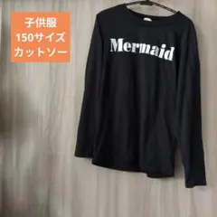 Mermaidプリント 黒 長袖カットソー