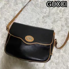 高級 GUCCI PLUS ショルダーバッグ シボ革 レザーバッグ