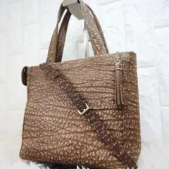 【美品】 JRA認定品 象革 レザー ショルダーバッグ ワシントン条約正規