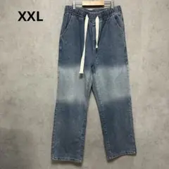 ストレートデニム　カジュアル　イージーパンツ　ゴム仕様　XXL