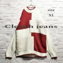 【異素材ドッキング】Clench jeans モックネック 切り返し ニット