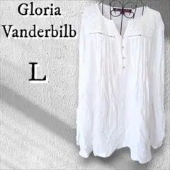 【訳あり】Gloria Vanderbilt 花レースホワイト L
