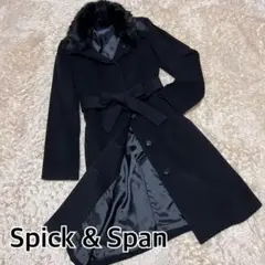 Spicku0026Span ロングコート カシミヤ混 ラビットファー付き ブラック