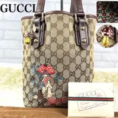 ✨超激レア✨GUCCI OLD キノコ刺繍 キャンバス GG キノコチャーム