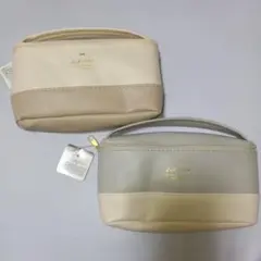 ポーチ2点セット ミニバッグ グレー ベージュ 配色 新品未使用品