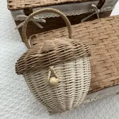サリュ　ラタンどんぐりバスケット　単品　蓋付き