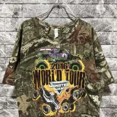 希少 MONSTER JAM Tシャツ ビッグロゴ 迷彩 リアルツリー デカロゴ