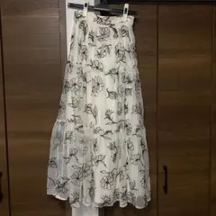 花柄刺繍チュールスカート アイボリーMサイズ
