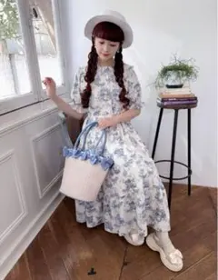 美品✨　青木美沙子　トワルドジュイ　青　ワンピース　しまみさ