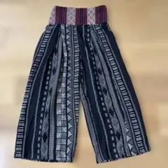 アジア系49BOYエスニック柄ワイドパンツ ネイビー