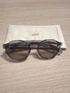 aim グレー ラウンドサングラス ケース付き