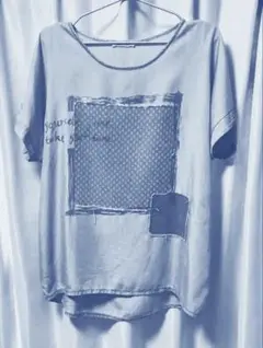 ライトブルー グラフィックTシャツ　イタリア製