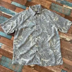 即日発送！100%シルク 総柄シャツ ゆるダボビッグシルエット メンズ 古着