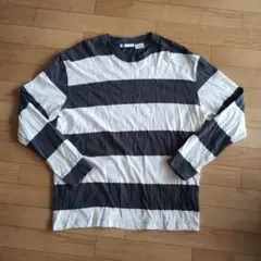 ZARA オーバーサイズ ストライプ ロングTシャツ XLサイズ