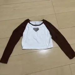 SHEIN ハート刺繍 長袖クロップドトップス 100