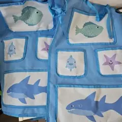魚とサメのデザイン ウォールポケット　２点セット