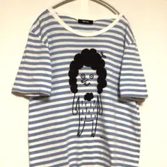Ne-net もりしげさん ボーダー Tシャツ 青白 大きめサイズ 5