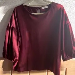 【美品】earth music&ecology バーガンディ五分袖トップス