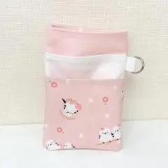 【人気】ラミネート生地☆ナースポケット☆オーガナイザー⭐︎シマエナガ♪ピンク