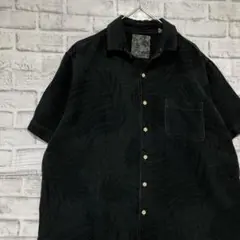 半袖シルクシャツ！アロハ　ブラックL 722