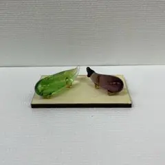 ガラス細工　精霊馬セット（L)木台付