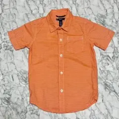 【110cm】キッズ 古着 GAP 半袖シャツ ボーダー オレンジ